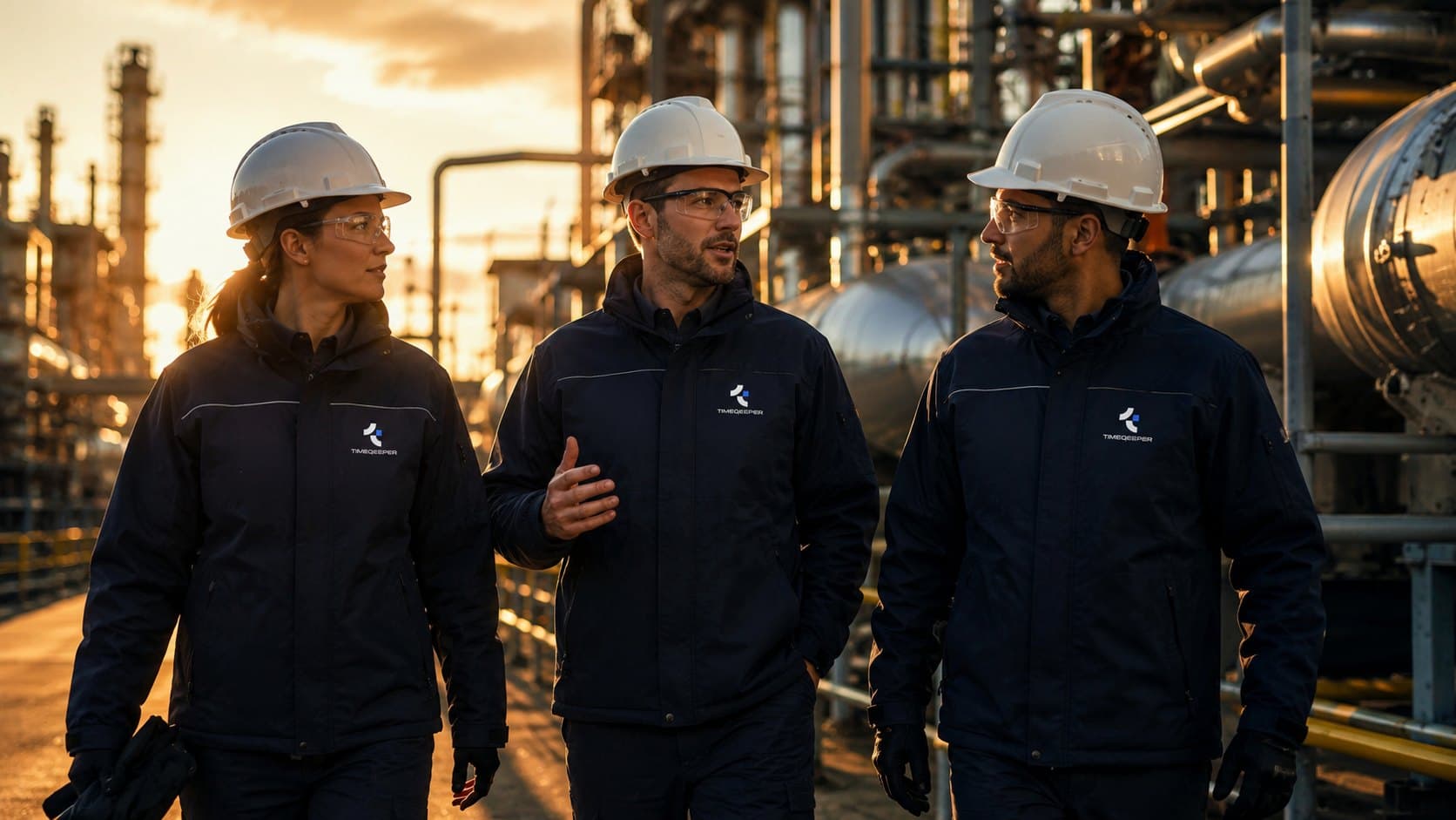 Technisch team bij een industriële installatie